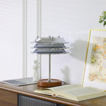 Calystron Sculptural Chrome Table Lamp with Leather Accent