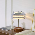 Calystron Sculptural Chrome Table Lamp with Leather Accent