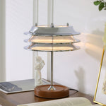 Calystron Sculptural Chrome Table Lamp with Leather Accent