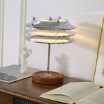 Calystron Sculptural Chrome Table Lamp with Leather Accent