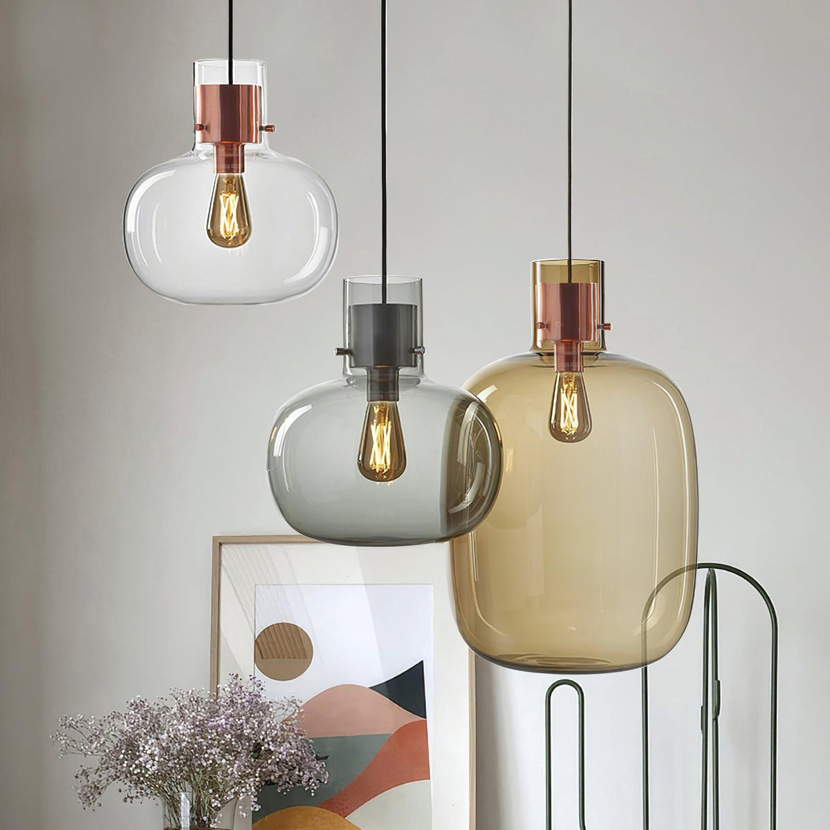 Cambre Glass Pendant Light – Modern Designer Hanging Lamp for Kitchen Island