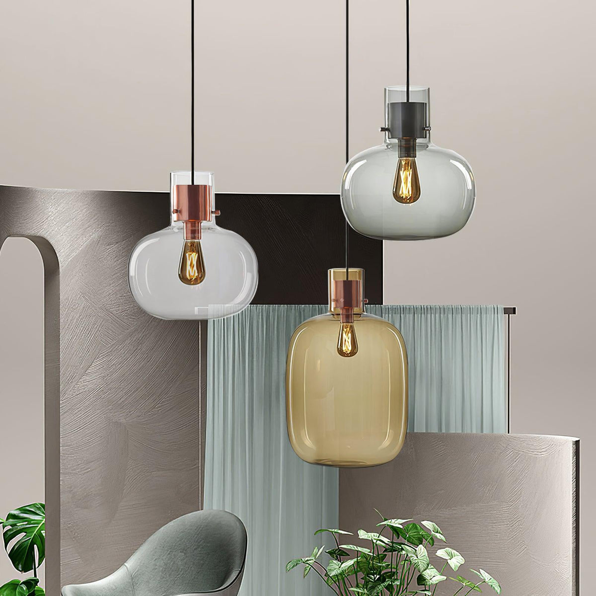 Cambre Glass Pendant Light – Modern Designer Hanging Lamp for Kitchen Island