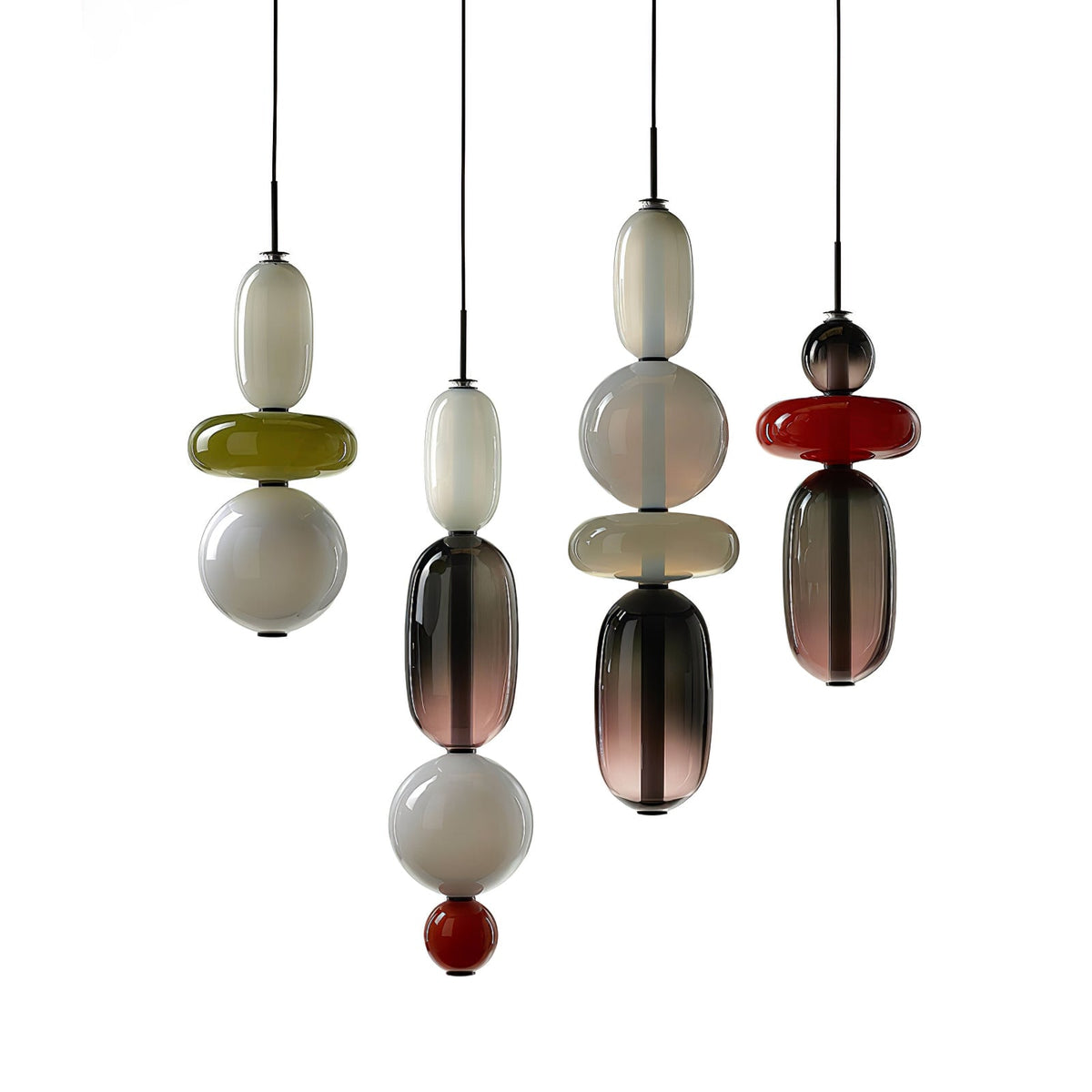 Candied Glass Combo Pendant Light – Artisan LED Multi-Shade Chandelier
