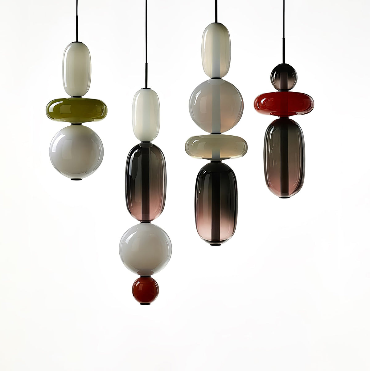 Candied Glass Combo Pendant Light – Artisan LED Multi-Shade Chandelier