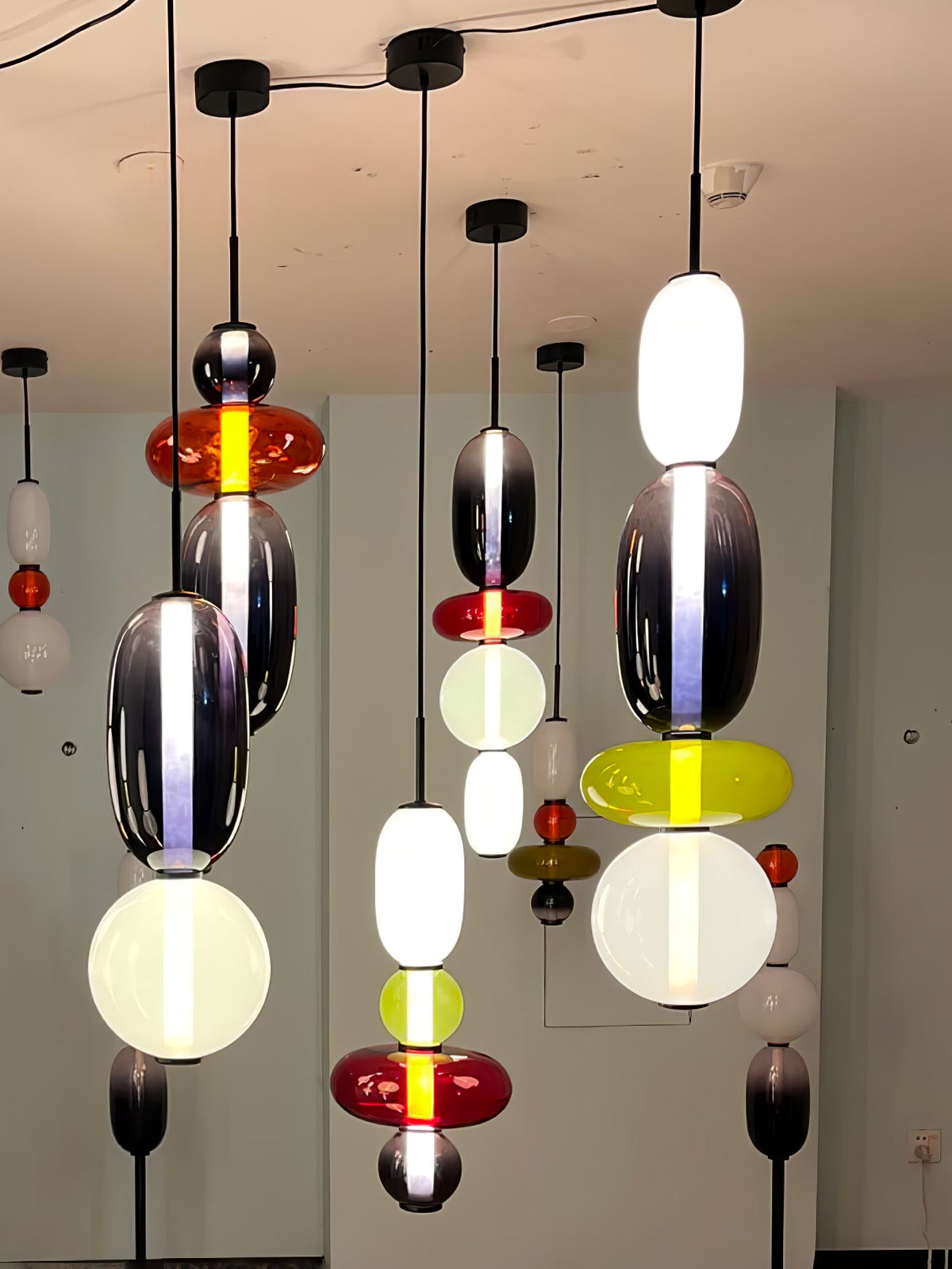 Candied Glass Combo Pendant Light – Artisan LED Multi-Shade Chandelier