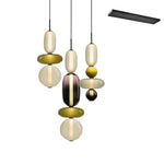 Candied Glass Combo Pendant Light – Artisan LED Multi-Shade Chandelier