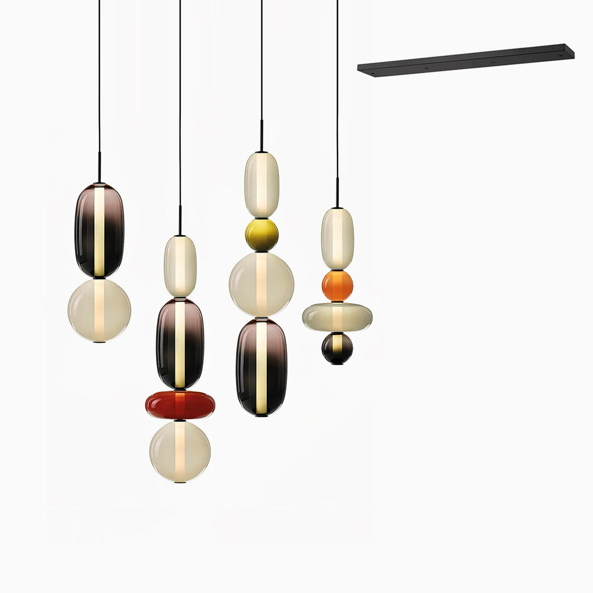 Candied Glass Combo Pendant Light – Artisan LED Multi-Shade Chandelier