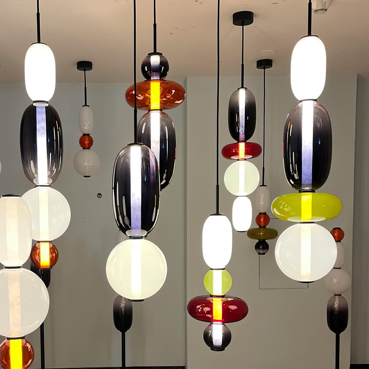 Candied Glass Combo Pendant Light – Artisan LED Multi-Shade Chandelier