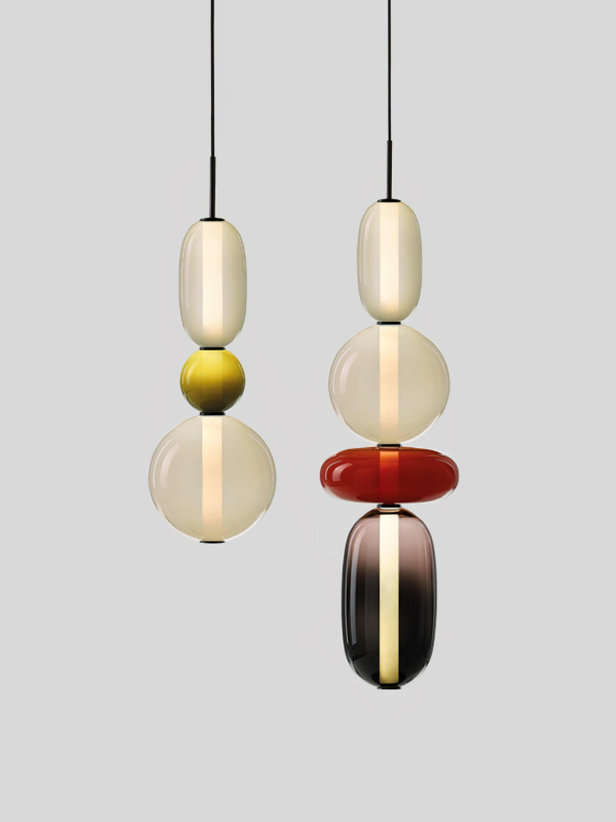 Candied Glass Combo Pendant Light – Artisan LED Multi-Shade Chandelier