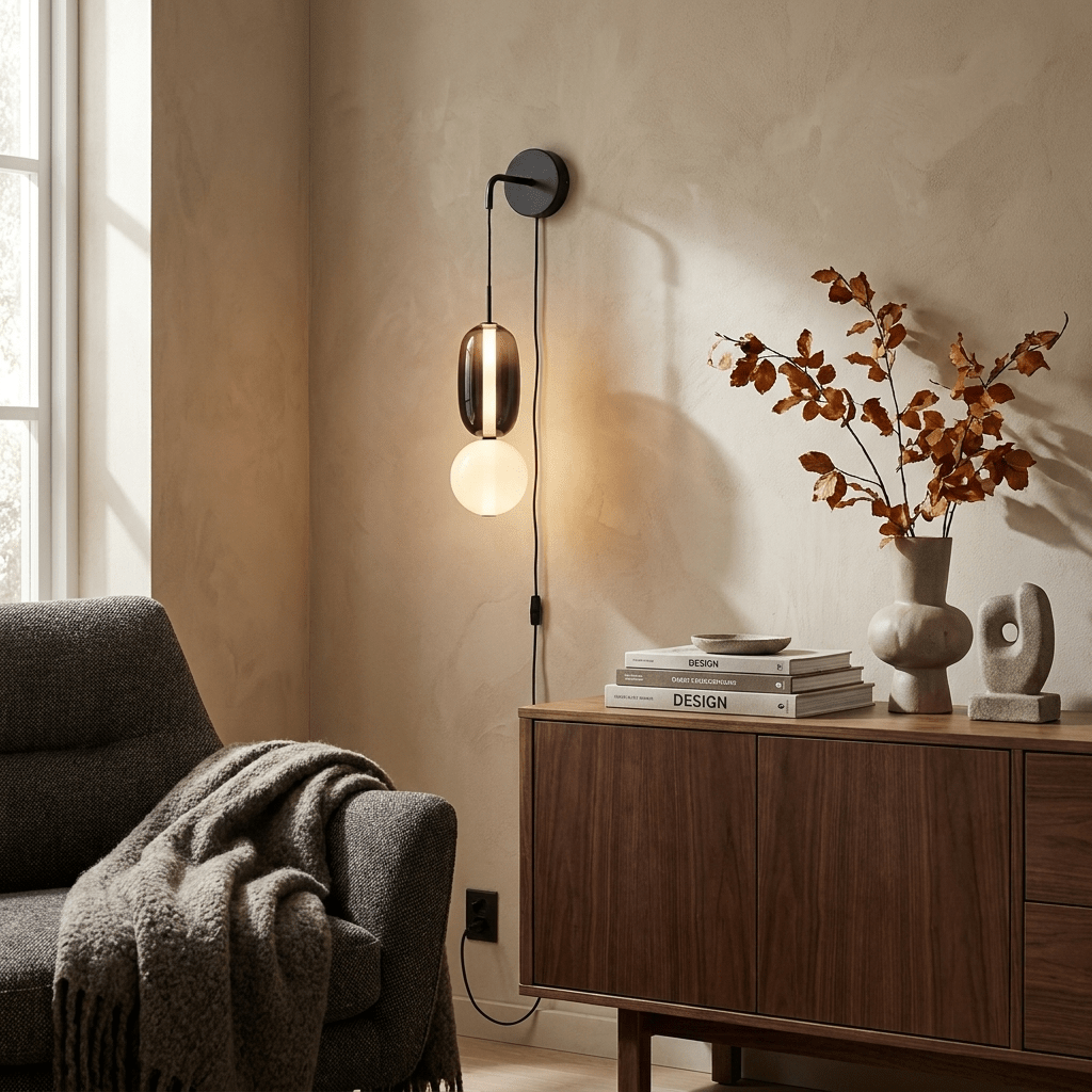 Candied Glass Wall Sconce – Hand-Blown Artisan LED Plug-In Light