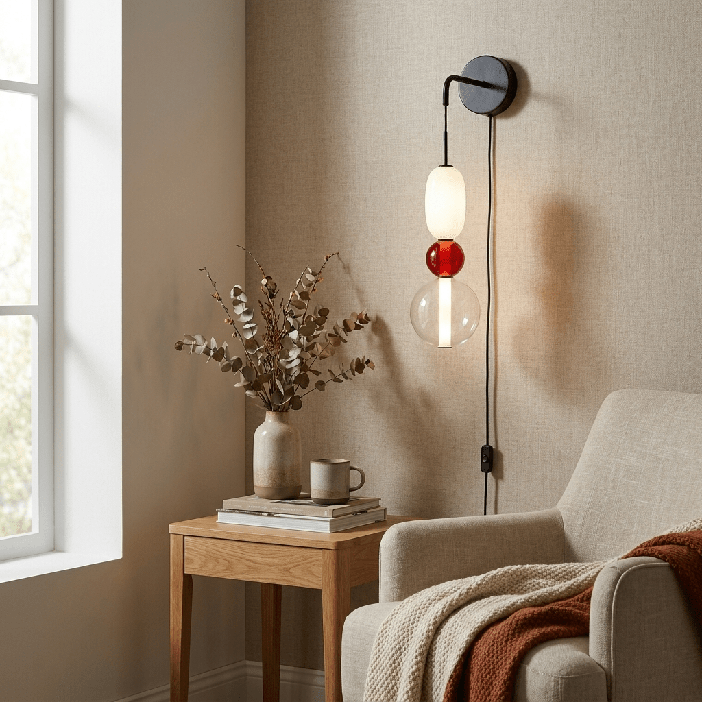 Candied Glass Wall Sconce – Hand-Blown Artisan LED Plug-In Light