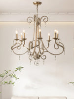 Crystal Candle Chandelier with Gold Finish, 8-Light Modern Classic Pendant