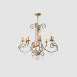 Crystal Candle Chandelier with Gold Finish, 8-Light Modern Classic Pendant