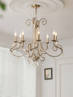 Crystal Candle Chandelier with Gold Finish, 8-Light Modern Classic Pendant