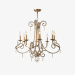 Crystal Candle Chandelier with Gold Finish, 8-Light Modern Classic Pendant