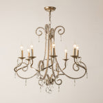 Crystal Candle Chandelier with Gold Finish, 8-Light Modern Classic Pendant