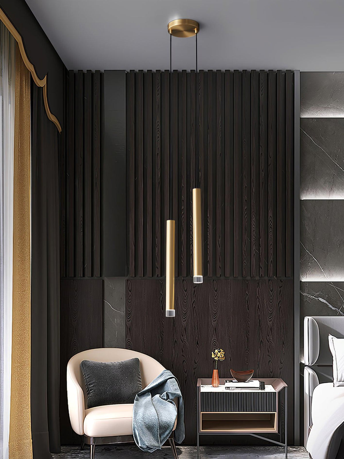 Candles Brass Pendant Light – Modern Minimalist Hanging Lamp for Kitchen Island and Dining Room
