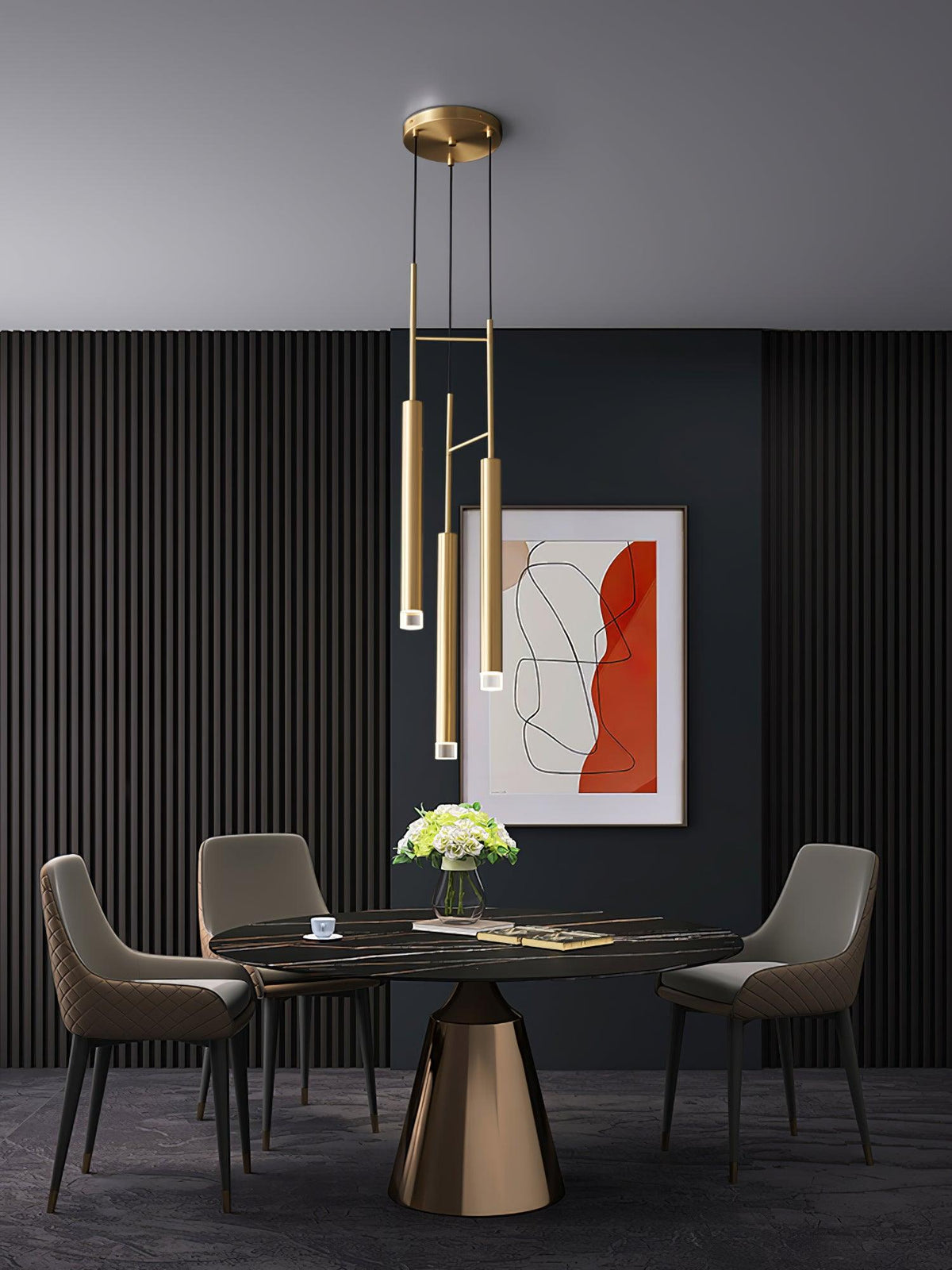 Candles Brass Pendant Light – Modern Minimalist Hanging Lamp for Kitchen Island and Dining Room