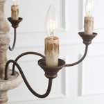 Candlestick Farmhouse Chandelier – Rustic Iron & Wood 5-Light Pendant for Dining Room