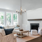 Candlestick Farmhouse Chandelier – Rustic Iron & Wood 5-Light Pendant for Dining Room