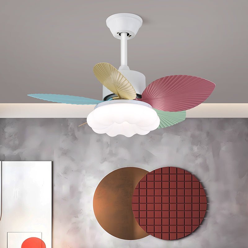 Candy Breeze Designer Ceiling Fan Light with Pastel Blades and Amber Glass Shade