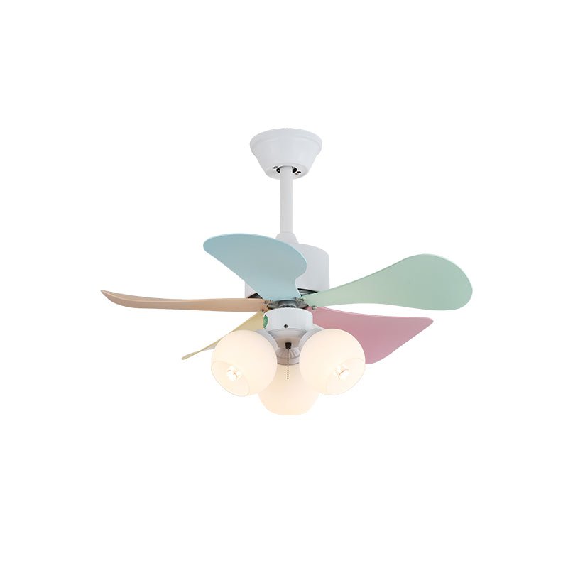 Candy Breeze Designer Ceiling Fan Light with Pastel Blades and Amber Glass Shade