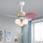 Candy Breeze Designer Ceiling Fan Light with Pastel Blades and Amber Glass Shade