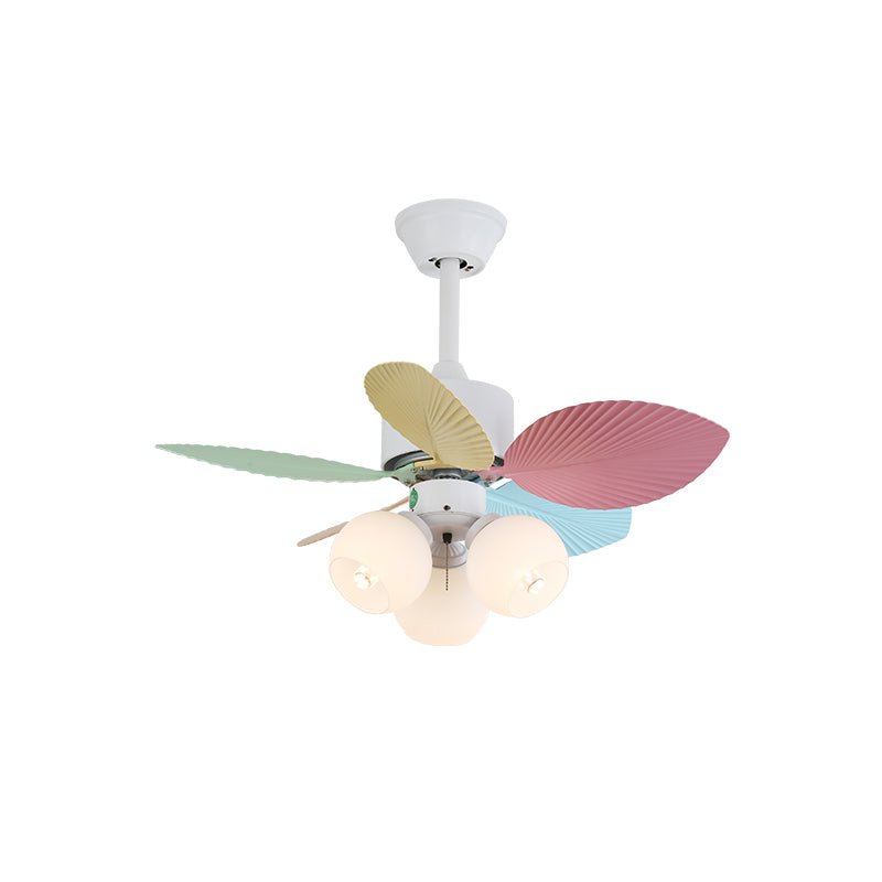 Candy Breeze Designer Ceiling Fan Light with Pastel Blades and Amber Glass Shade
