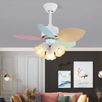 Candy Breeze Designer Ceiling Fan Light with Pastel Blades and Amber Glass Shade