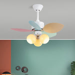 Candy Breeze Designer Ceiling Fan Light with Pastel Blades and Amber Glass Shade