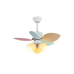 Candy Breeze Designer Ceiling Fan Light with Pastel Blades and Amber Glass Shade