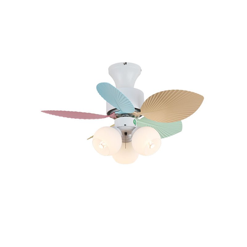 Candy Breeze Designer Ceiling Fan Light with Pastel Blades and Amber Glass Shade