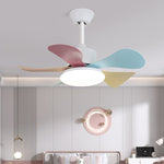 Candy Breeze Designer Ceiling Fan Light with Pastel Blades and Amber Glass Shade