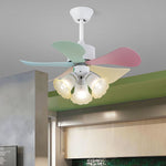 Candy Breeze Designer Ceiling Fan Light with Pastel Blades and Amber Glass Shade