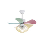 Candy Breeze Designer Ceiling Fan Light with Pastel Blades and Amber Glass Shade