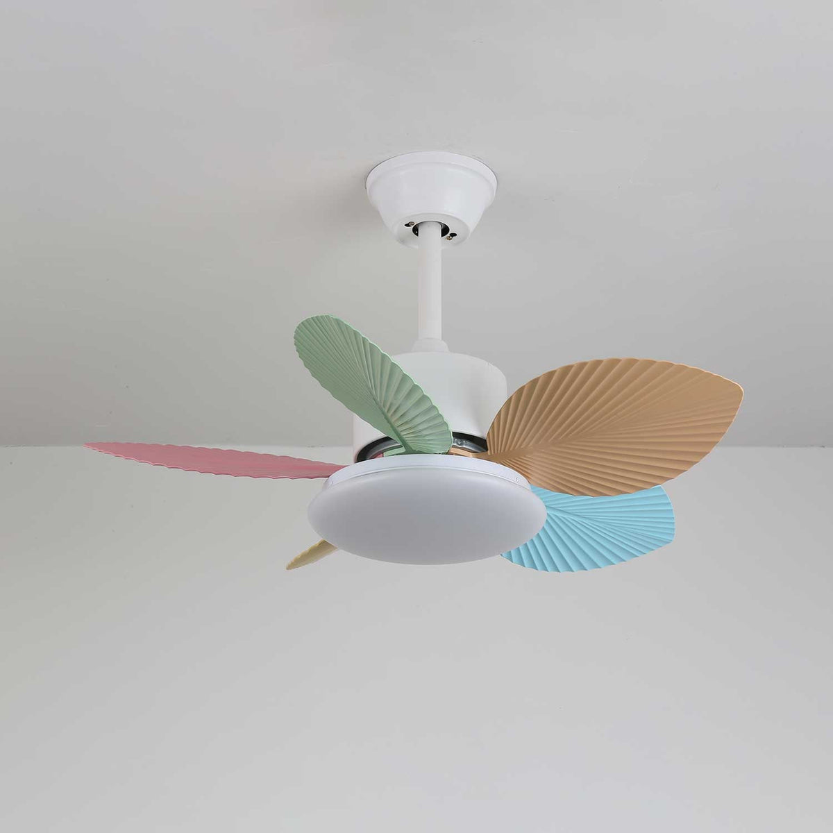 Candy Breeze Designer Ceiling Fan Light with Pastel Blades and Amber Glass Shade