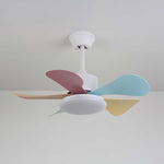 Candy Breeze Designer Ceiling Fan Light with Pastel Blades and Amber Glass Shade