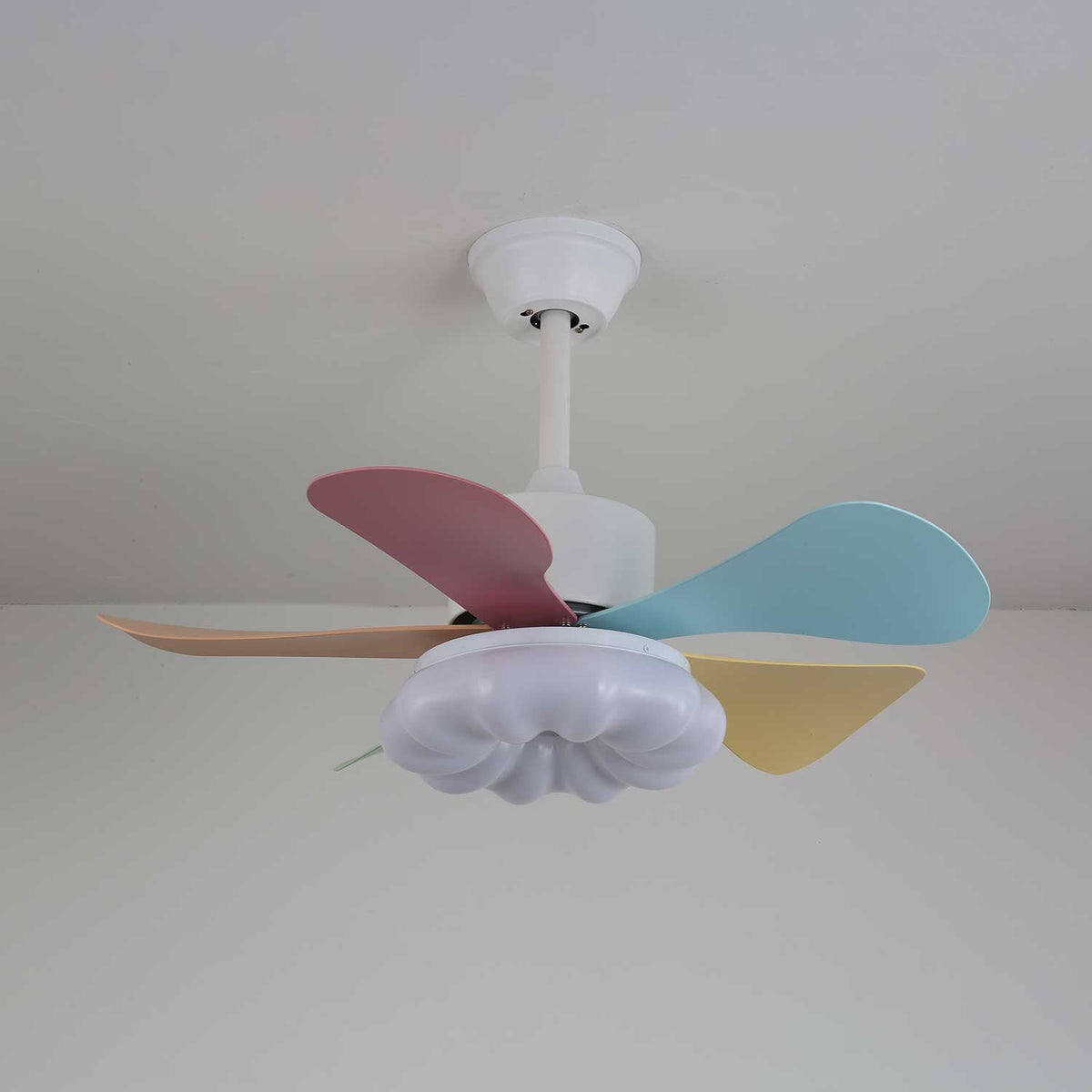 Candy Breeze Designer Ceiling Fan Light with Pastel Blades and Amber Glass Shade