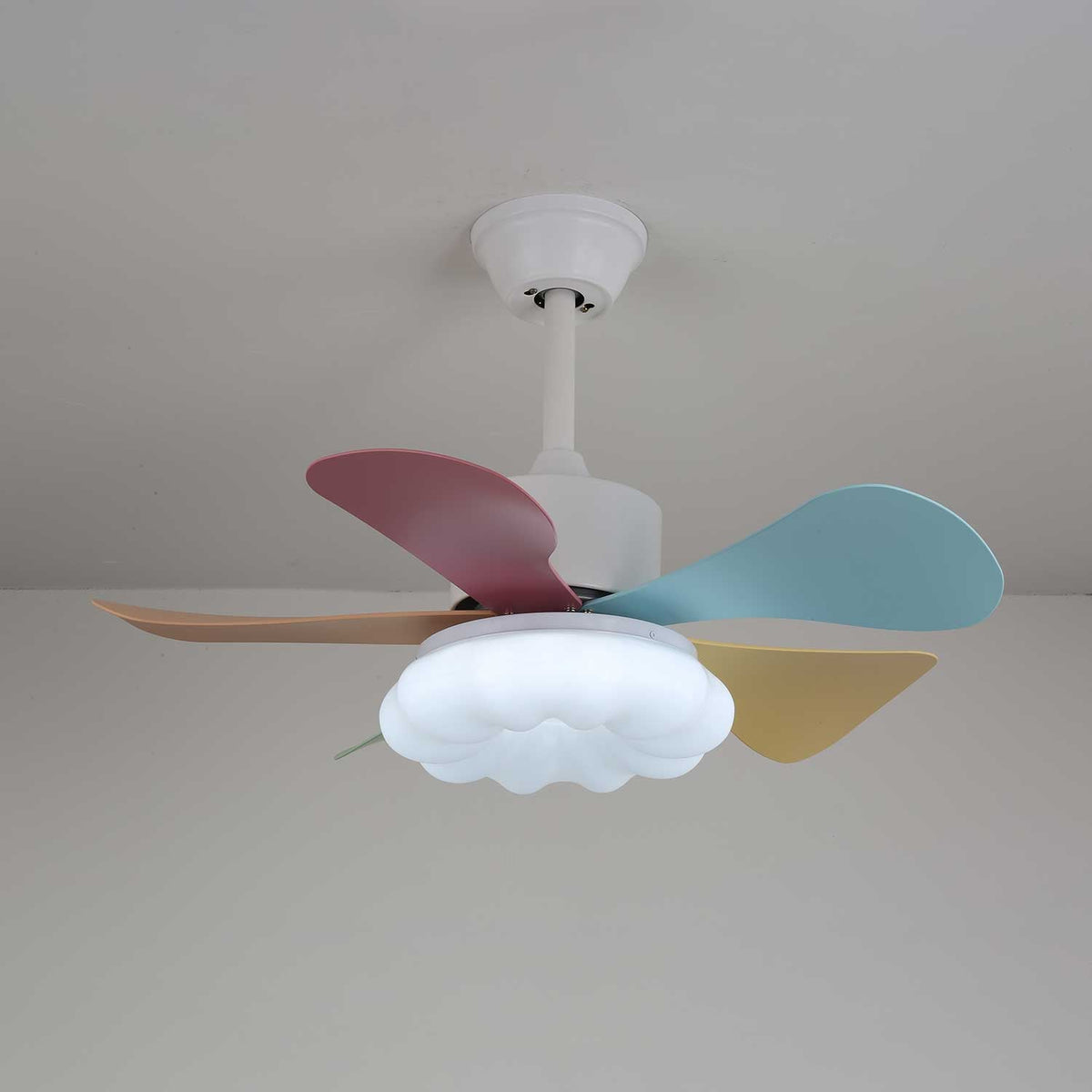 Candy Breeze Designer Ceiling Fan Light with Pastel Blades and Amber Glass Shade