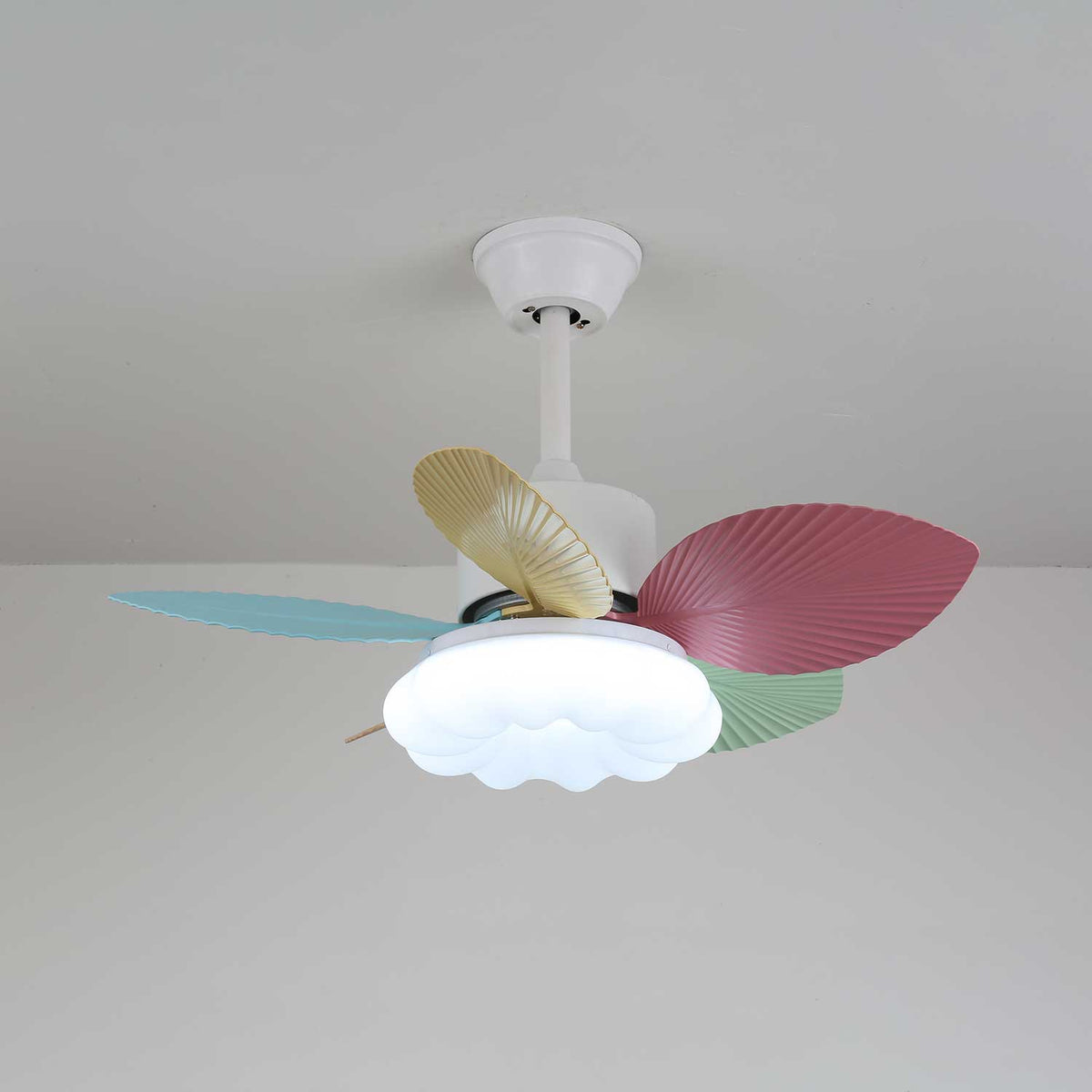 Candy Breeze Designer Ceiling Fan Light with Pastel Blades and Amber Glass Shade