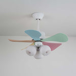 Candy Breeze Designer Ceiling Fan Light with Pastel Blades and Amber Glass Shade