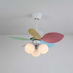Candy Breeze Designer Ceiling Fan Light with Pastel Blades and Amber Glass Shade