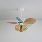 Candy Breeze Designer Ceiling Fan Light with Pastel Blades and Amber Glass Shade