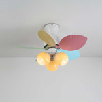Candy Breeze Designer Ceiling Fan Light with Pastel Blades and Amber Glass Shade