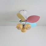 Candy Breeze Designer Ceiling Fan Light with Pastel Blades and Amber Glass Shade