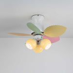 Candy Breeze Designer Ceiling Fan Light with Pastel Blades and Amber Glass Shade