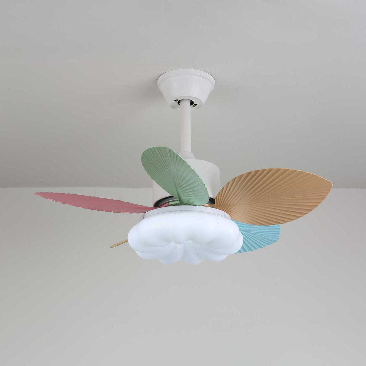 Candy Breeze Designer Ceiling Fan Light with Pastel Blades and Amber Glass Shade
