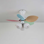 Candy Breeze Designer Ceiling Fan Light with Pastel Blades and Amber Glass Shade