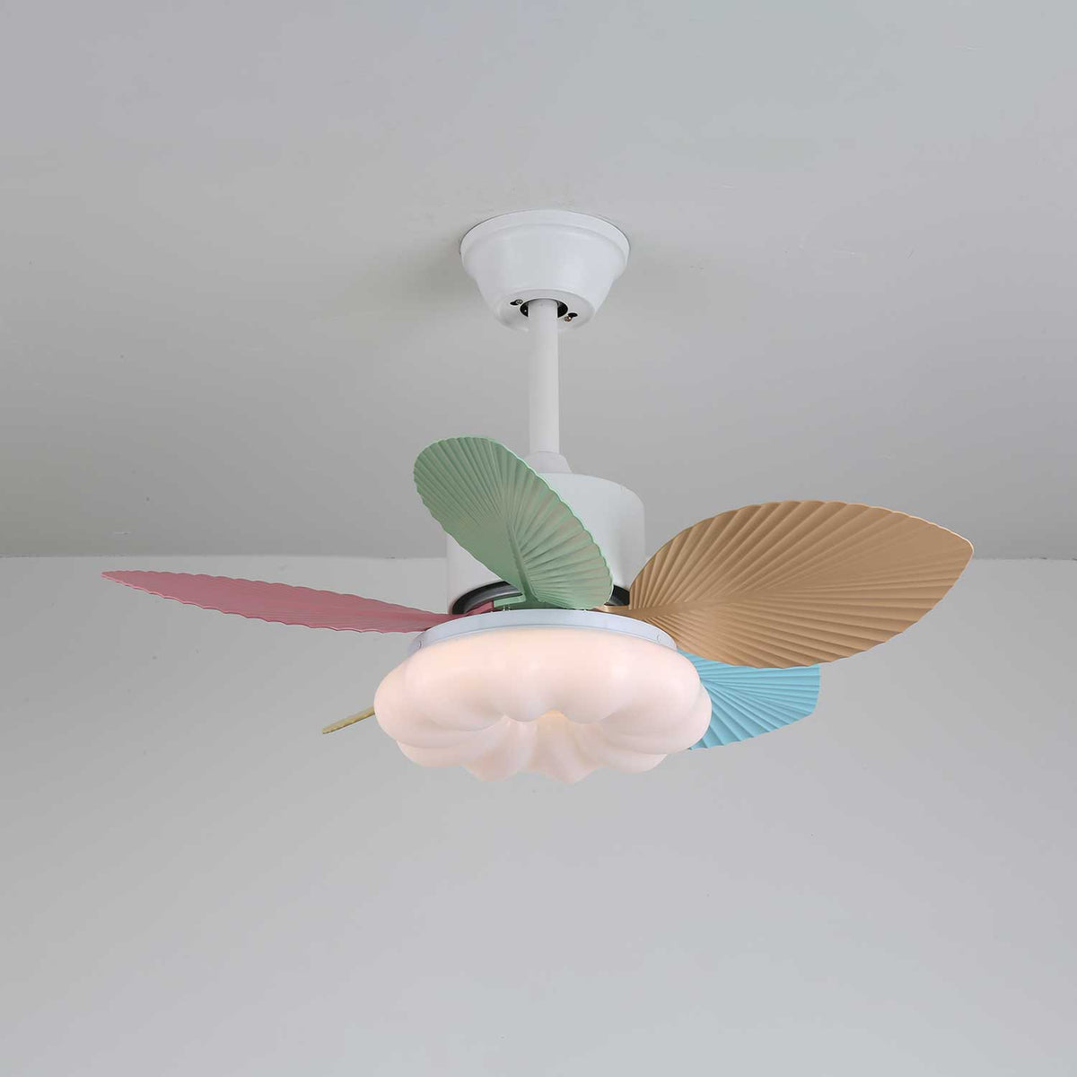 Candy Breeze Designer Ceiling Fan Light with Pastel Blades and Amber Glass Shade