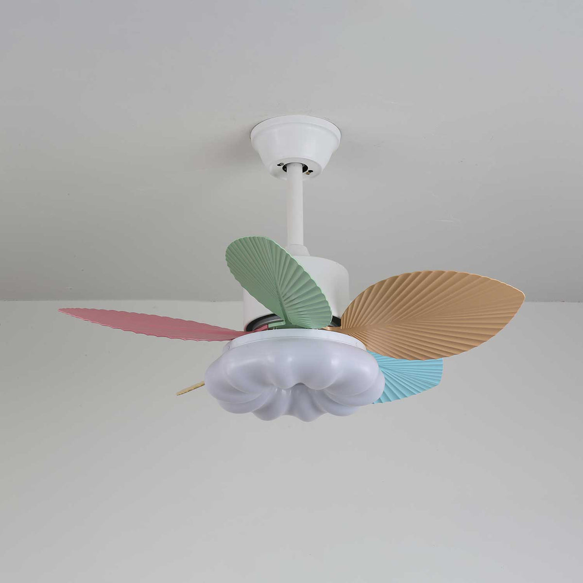 Candy Breeze Designer Ceiling Fan Light with Pastel Blades and Amber Glass Shade